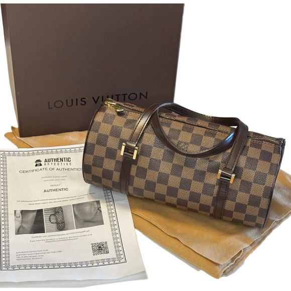 Louis Vuitton Damier Ebene Papillon 26 Handbag Vintage 2004 Dust Bag, Box, COA - Picture 1 of 16